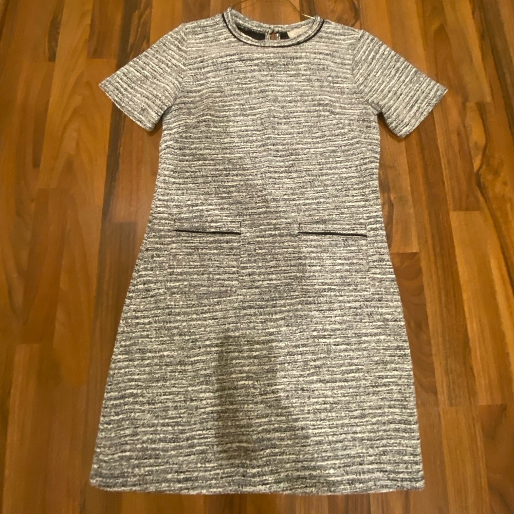 LOFT Gray and White Tweed Mini Dress